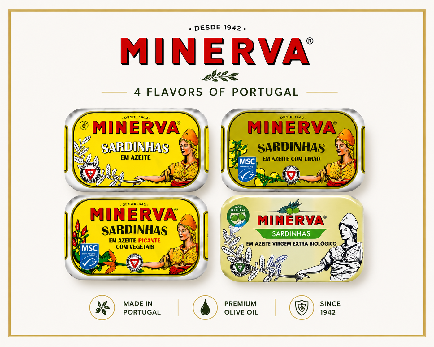 Minerva Portugāļu sardīnes olīveļļā degustācijai (4 x 120g)