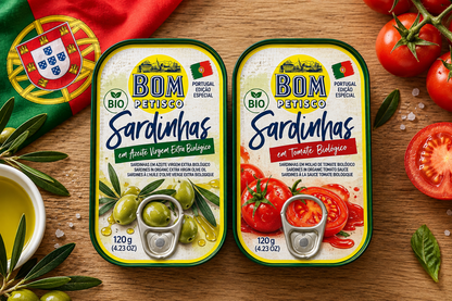 🇵🇹 Bom Petisco BIO Portuguese Sardines Tasting Pack (2 × 120g) – PT Flag Edition